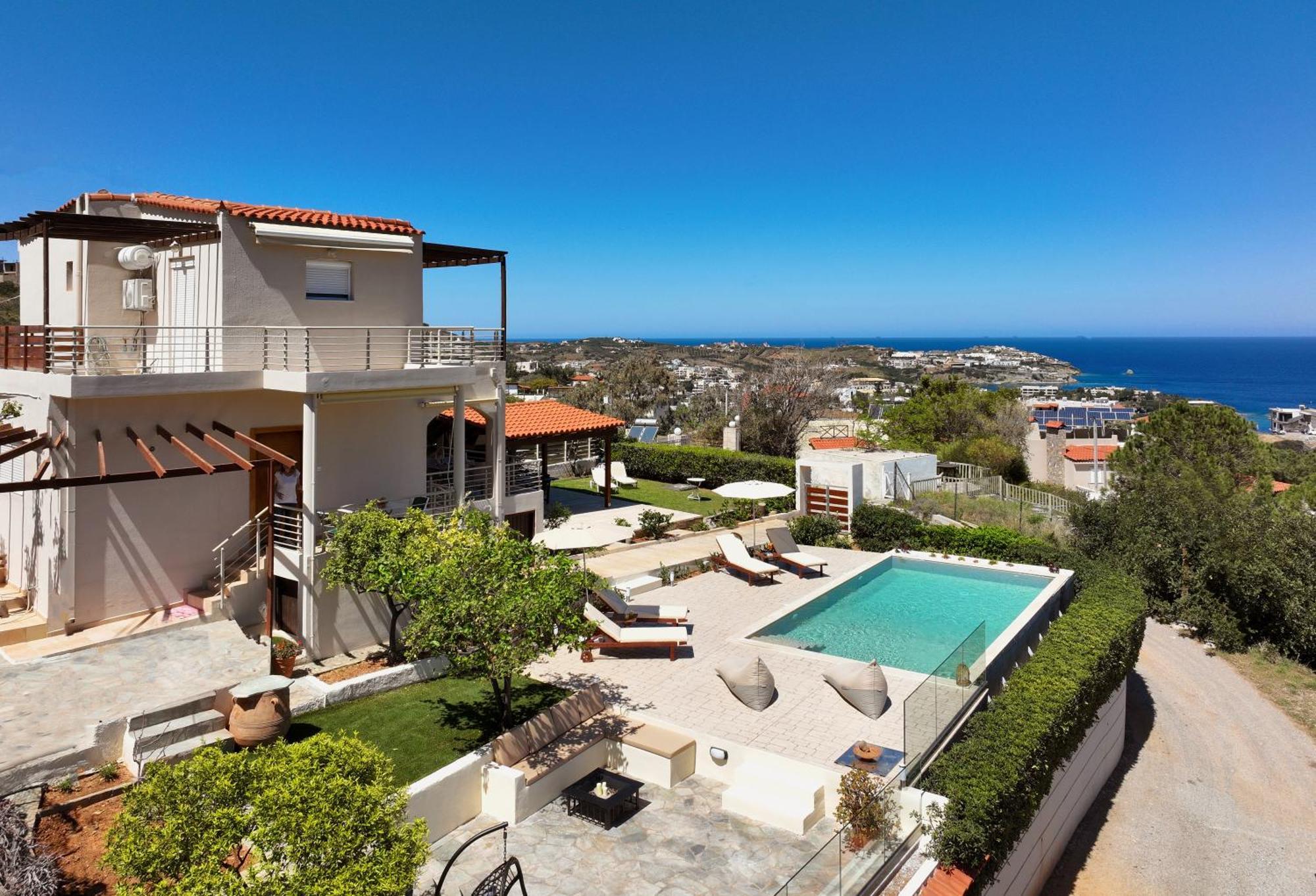 Spacious Villa With Private Eco-Pool And Panoramic Sea View Αγία Πελαγία  Εξωτερικό φωτογραφία