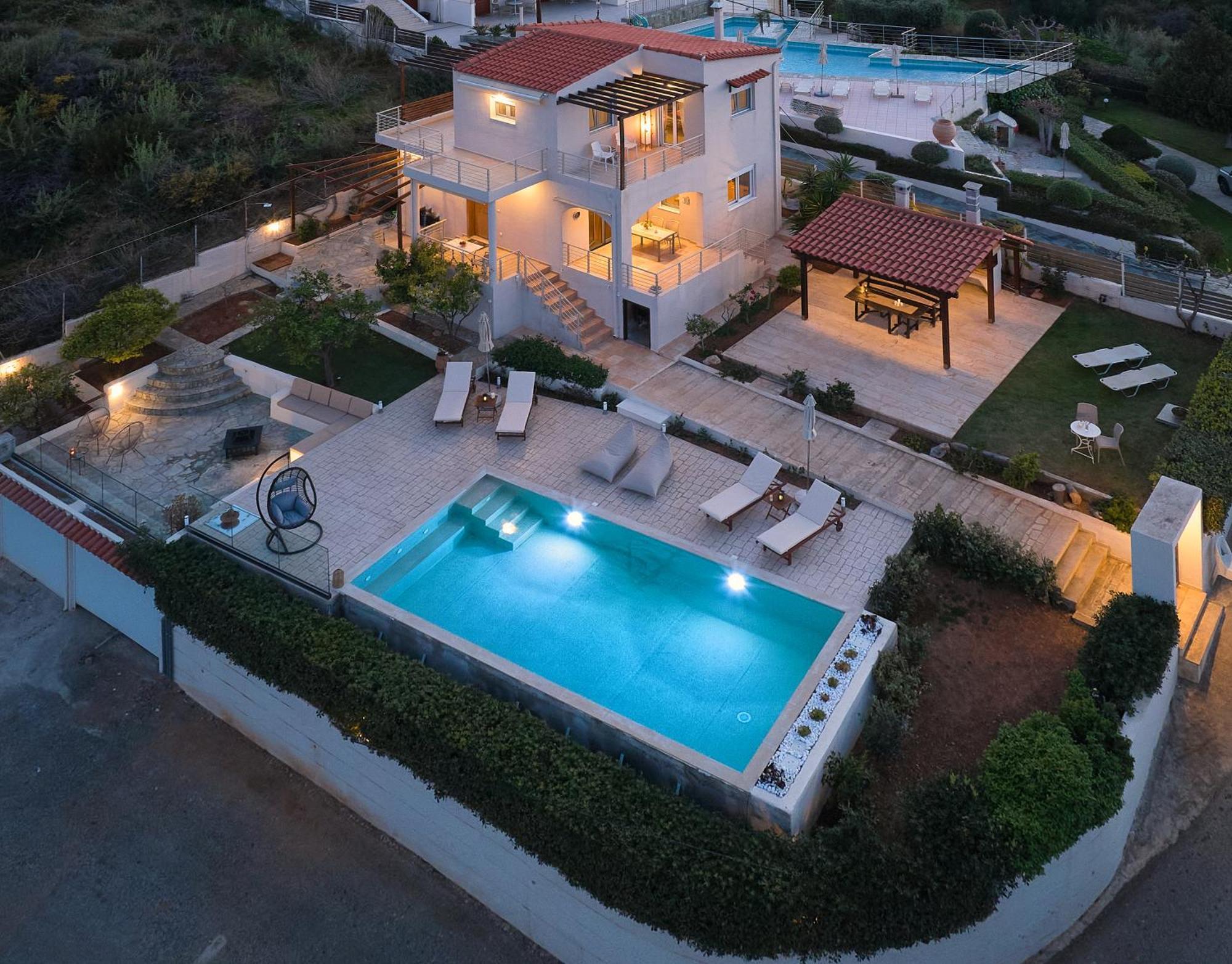 Spacious Villa With Private Eco-Pool And Panoramic Sea View Αγία Πελαγία  Εξωτερικό φωτογραφία