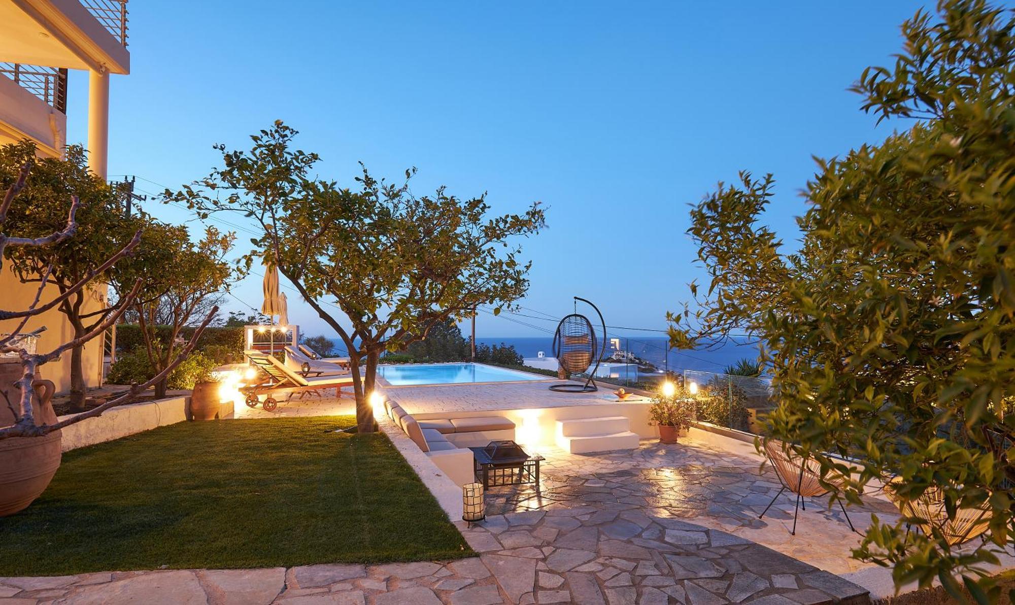 Spacious Villa With Private Eco-Pool And Panoramic Sea View Αγία Πελαγία  Εξωτερικό φωτογραφία